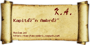 Kapitán Ambró névjegykártya